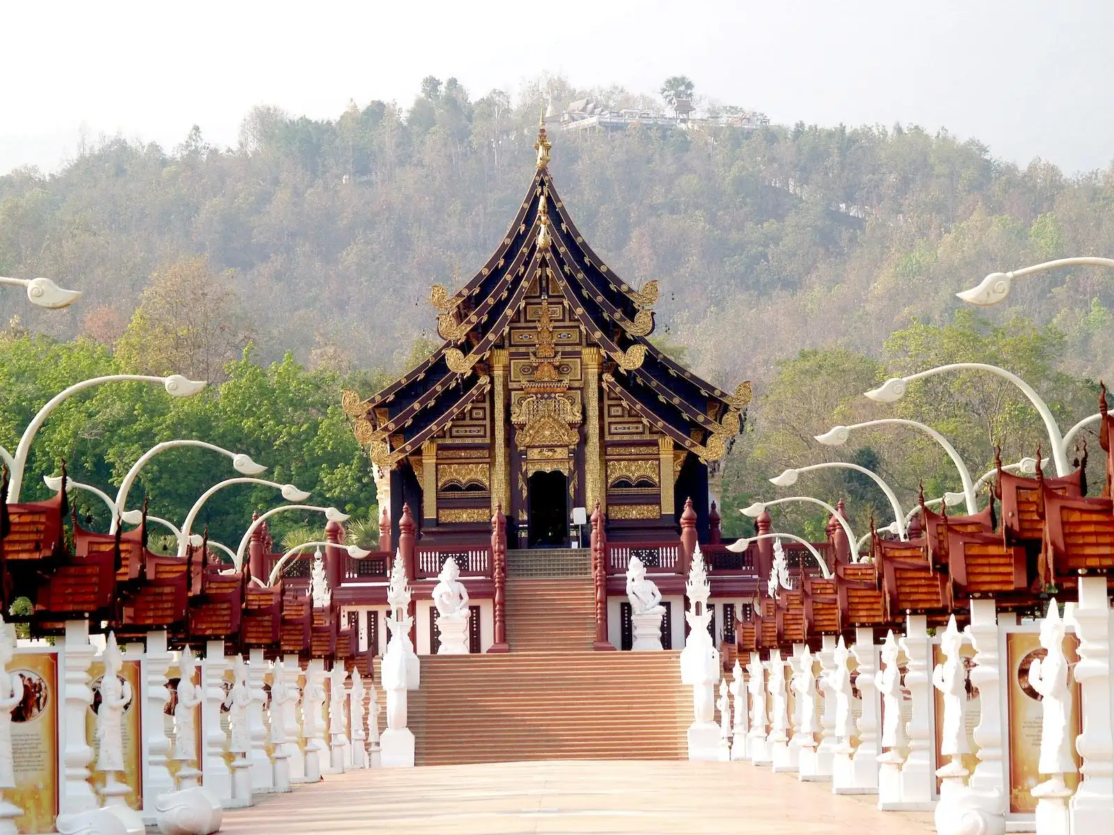 Black Temple With Forest Background