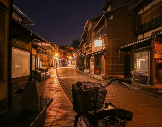 street, bicycle, night