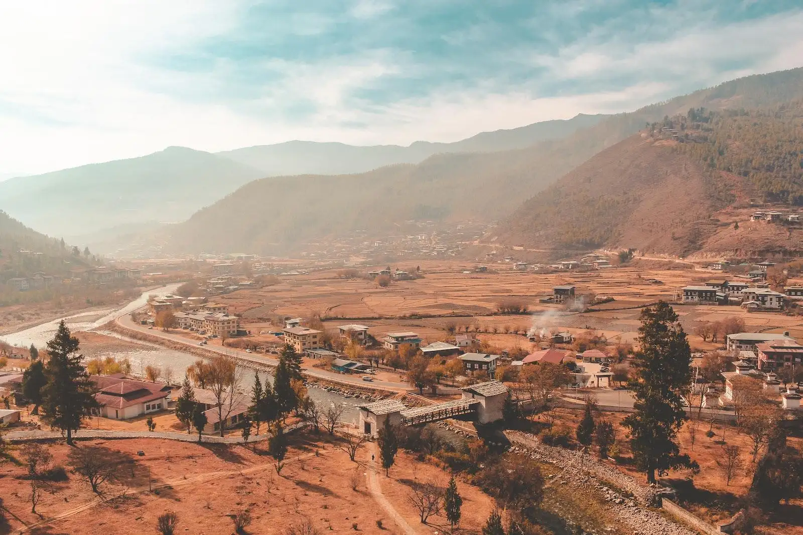 Photo by Prateek Katyal Aerial View of Town in Bhutan