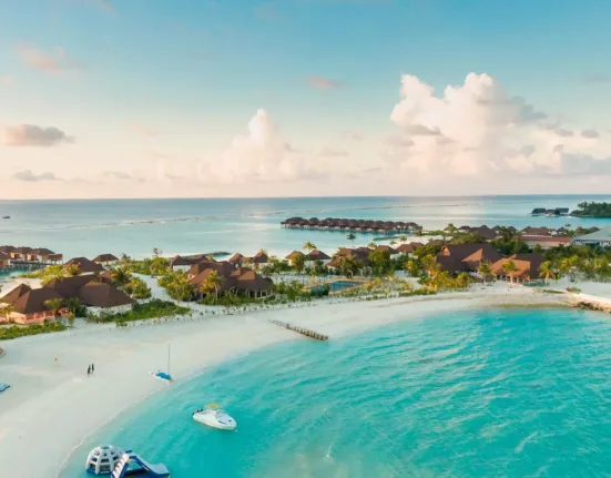 Aerial View Of A Beautiful Island Resort